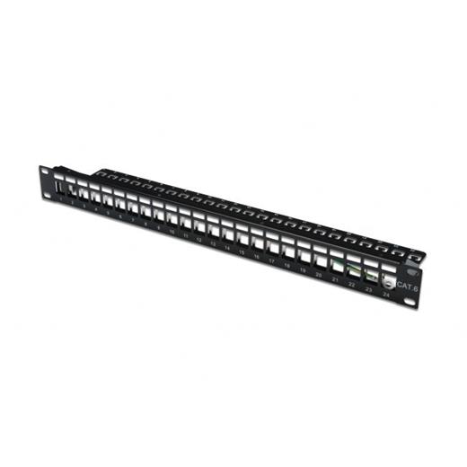 DN-91411 Digitus 24 Port Boş Patch Panel, Zırhlı, 1U Yüksekliğinde, Siyah Renk