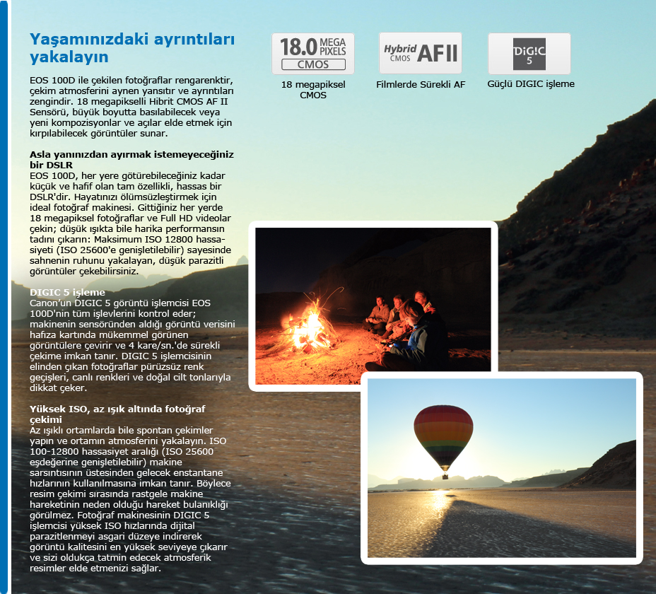 Canon EOS 100D 18-55mm DC Lens DSLR Fotoğraf Makinesi