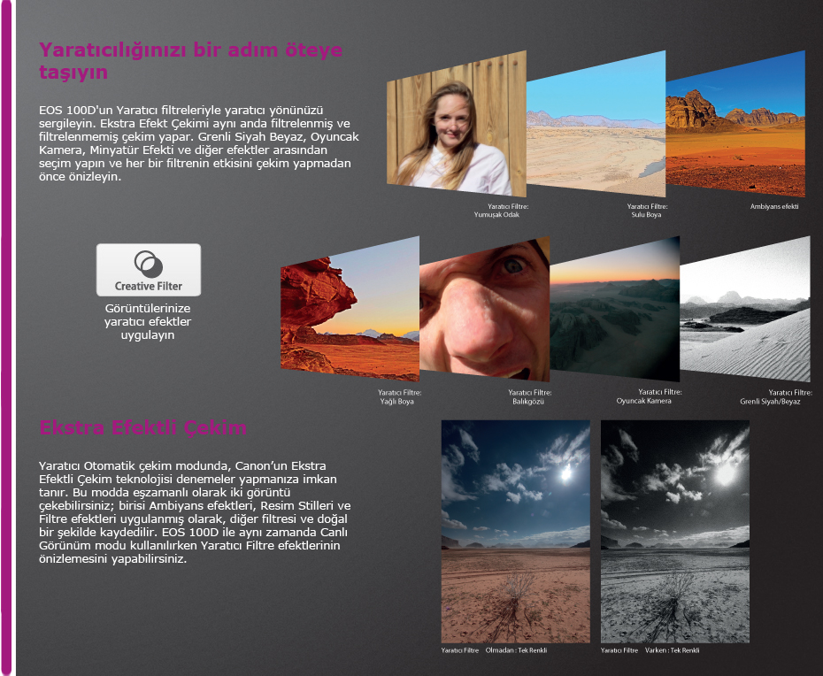 Canon EOS 100D 18-55mm DC Lens DSLR Fotoğraf Makinesi