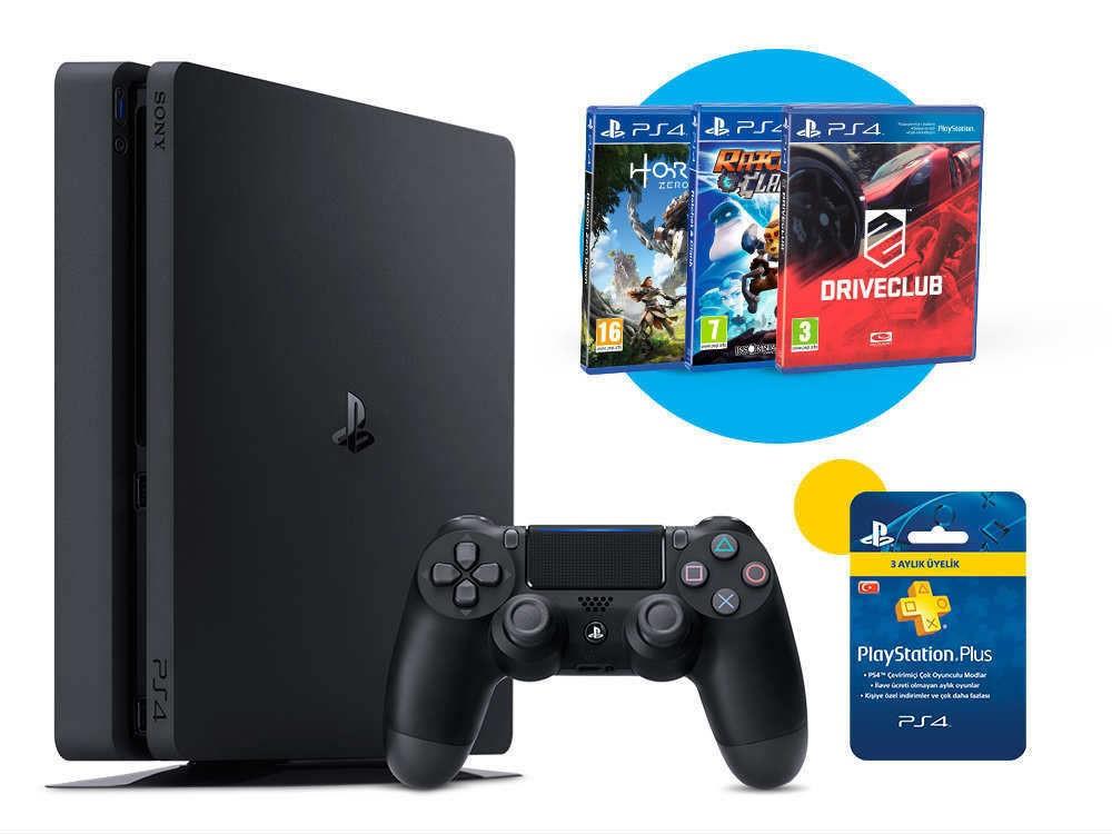 Sony Ps4 Slım 500Gb (Cuh-2116A) + 3 Oyun Jetblack.