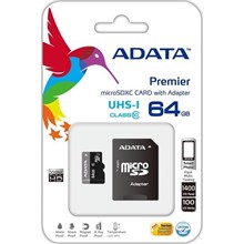 Adata 64GB MicroSD Kart 50/10MB/s Class10-AUSDX64GUICL10-RA1