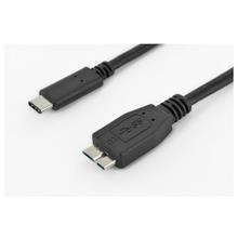 AK-300137-010-S USB Tip C Bağlantı Kablosu, USB Tip C Erkek (USB 3.1)  - USB micro B Erkek (USB 3.0), 1 metre, AWG 24/28, 2x zırhlı, UL, nikel kaplama, siyah renk