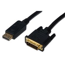 AK-340306-030-S DisplayPort <-> DVI Kablosu,  DP Erkek - DVI (24+1) Erkek, 3 metre, DP 1.1 uyumlu, AWG28, 2x zırhlı, UL, siyah renk