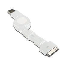 AK-600300-075-W 3 in 1 Makaralı Kablo, Apple 30 pin erkek + micro USB B erkek + mini USB B erkek <-> USB A erkek, 0.75 metre, AWG 30, USB 2.0, UL, beyaz renk