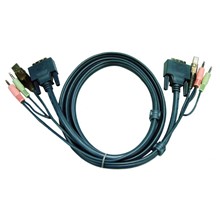 ATEN-2L-7D02U USB KVM (Keyboard/Video Monitor/Mouse) Switch İçin Kablo, 1.80 metre, 1 x Klavye / Mouse USB A Erkek, 2 x Hoparlör ve Mikrofon Audio