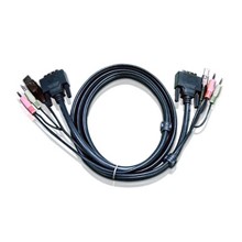 ATEN-2L-7D03U USB KVM (Keyboard/Video Monitor/Mouse) Switch İçin Kablo, 3 metre, 1 x Klavye / Mouse USB A Erkek, 2 x Hoparlör ve Mikrofon Audio Plug,