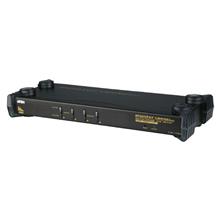 ATEN-CS1754 4 Port PS/2-USB VGA KVM (Keyboard/Video Monitor/Mouse) Switch, Mikrofon ve Hoparlör bağlantısı mevcut
