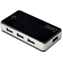 DA-70222 Digitus 7 Port USB Hub, USB 2.0, siyah/gümüş renk, güç adaptörlü, plastik
