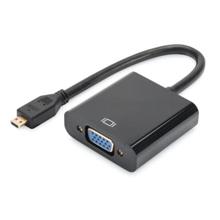 DA-70460 Micro Hdmi <-> VGA Çevirici Adaptör, Giriş: Micro Hdmi D erkek, 3,5mm audio dişi, Çıkış: VGA dişi,  siyah renk