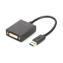 DA-70842 Digitus USB 3.0 <-> DVI Çevirici Adaptör<br>
Giriş: 1 x USB 3.0 USB-A erkek<br>
Çıkış: 1 x DVI dişi (Full HD, 1080p)<br>
Plastik