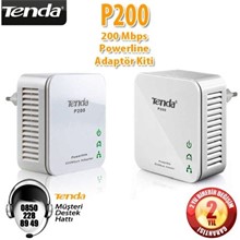 Tenda P200-Kit Homeplug 1 Port Kablolu 200 Mbps