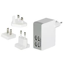 ED-31809 ednet Evrensel (EU/UK/US) Seyahat Şarj Seti , 4 x USB Port