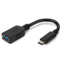 AK-300315-001-S USB Tip C Adaptör Kablosu, OTG, USB Tip C Erkek <->  USB Tip A Dişi, 0,15 metre, Super Speed, USB 3.0, siyah renk