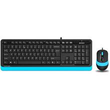 A4 TECH F1010 USB Q Trk Optic Mouse Siyah/Mavi Standart Klavye - Mouse Set