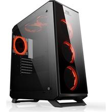 PowerBoost VK-G3903S USB3.0 Full Siyah Tempered Glass 6xHalo Reguler RGB Fanlı kasa (PSU Yok) VK-G3903S
