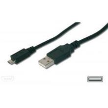 AK-300110-030-S USB 2.0 Bağlantı Kablosu, USB A Erkek - USB Micro B Erkek, 3 metre, AWG 28, USB 2.0 uyumlu, UL, siyah renk