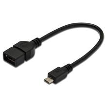 AK-300310-002-S USB On-The-Go (OTG) Kablosu, 0,20 metre, AWG 28, USB A, dişi - Mini USB B, 5-pin, erkek