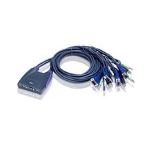 ATEN-CS64UZ 4 portlu USB VGA KVM (Keyboard/Video Monitor/Mouse) Switch, Hoparlör bağlantısı mevcut, Masaüstü Tip, KVM bağlantı kablosu ürün beraberinde gelmektedir (1.8m)<br>
4-Port USB VGA/Audio Cable KVM Switch (1.8m)