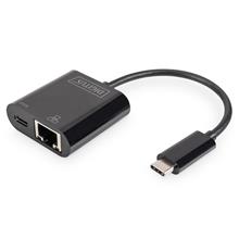 DN-3027 Digitus USB Tip C Gigabit Ethernet Adaptörü<br>
Giriş: 1 x 10/100/1000 port<br>
Çıkış: 1 x şarj özellikli USB Tip C (PD 2.0, 60W, 20V/3A) erkek port (bilgisayar bağlantısı için)<br> 
Digitus USB-Type-C Gigabit Ethernet A