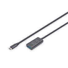 DA-73110 DIGITUS Active USB-C Extension Cable, 5m 5G, USB 3.2 Gen1, USB-C - USB-A (M/F) 