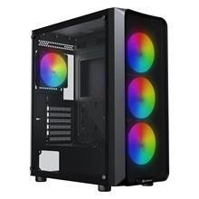 GameBooster ROUND A650B 600W APFC USB 3.0 Mesh 4*Rainbow Fanlı Mid-T ATX Gaming Siyah Kasa E612 BLACK