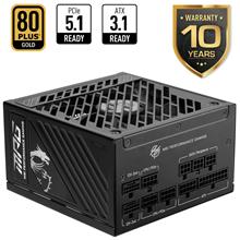 MSI PSU MPG A850GS PCIE5 850W 80+ GOLD ATX 3.1 PCIE 5.1 12V-2X6 POWER SUPPLY