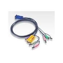 ATEN-2L-5303P PS/2 KVM (Keyboard/Video Monitor/Mouse) Switch İçin Kablo, 3 metre, 1 x SPHD-15 Erkek, 2 x Audio yuvası  lt;- gt; 1 x Monitör 15 pin