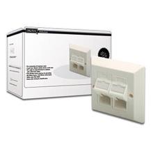 DN-93805 Keystone Jack Takmak İçin 2’li Priz (50/50 mm) Çerçevesi (86/86 mm), tozdan korumak amacıyla kapaklı, Beyaz renk RAL 9005