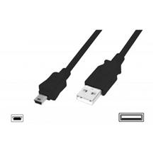 AK-300130-010-S USB 2.0 Bağlantı Kablosu, USB A Erkek - USB mini B (5 pin) Erkek, 1 metre, AWG 28, USB 2.0 uyumlu, UL, siyah renk 
