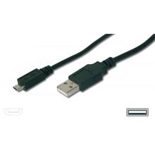 AK-300110-010-S USB 2.0 Bağlantı Kablo, USB A Erkek <> Mikro USB B Erkek, 1 metre, AWG 28, UL, siyah renk