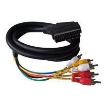 AK 393 Audio Video Kablosu, 1.5 metre, Scart erkek (21 pin) konnektör <> 6 x Cinch erkek
