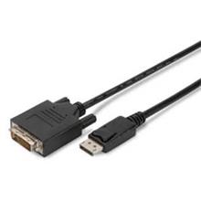 AK-340301-020-S DisplayPort <-> Dvi Kablosu, DP Erkek - Dvi (24+1) Erkek, 2 metre, kilit mekanizmalı,   AWG28, 2x zırhlı, DP 1.1a uyumlu, UL, CE, siyah renk