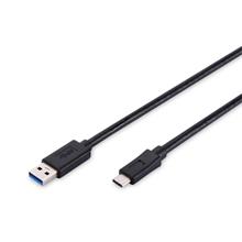 AK-300136-010-S USB Tip C Bağlantı Kablosu, USB Tip C Erkek (USB 3.1) - USB Tip A Erkek (USB 2.0),  1 metre, AWG 24/28, 2x zırhlı, UL, nikel kaplama, siyah renk, <b>Super Speed</b>