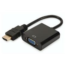 DA-70461 Hdmi <-> VGA Çevirici Adaptör, Giriş: Hdmi A erkek, 3,5mm audio dişi, Çıkış: VGA dişi,  siyah renk