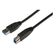 AK-300115-018-S USB 3.0 Bağlantı Kablosu, USB A erkek - USB B erkek, 1.80 metre, CU, AWG 28, 2x zırhlı, UL, siyah renk