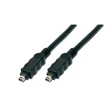 AK-420100-018-S Firewire 400 (IEEE 1394) Kablo, 4 pin erkek / 4 pin erkek, 1.80 metre, AWG: 28, IEEE 1394-2008, UL, siyah renk 