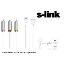 S-Link Ip-501 Iphone 4 Av + Data + Şarj Kablosu