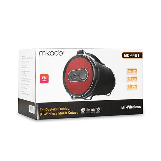 Mikado Bluetooth Müzik Kutusu (Md-44Bt)Fm Siyah-Kırmızı