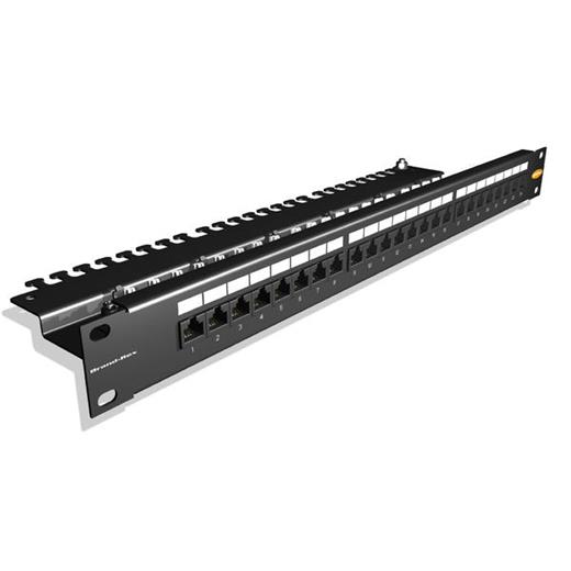 BR-C6CPNLF240K2M Cat6Plus 24 port Cat 6 Patch Panel, kablo düzenleyicisi ile birlikte, Zırhlı/Ekranlı (Shielded), LSA IDC (110), siyah renk 