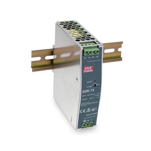 SA-EDR-75-48 AC-DC Endüstriyel DIN rail güç kaynağı; Çıkış 48Vdc @ 1.6A; metal şasi / AC-DC Industrial DIN rail power supply; Output 48Vdc at 1.6A; metal case