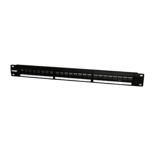 BN-PP-M24S Beek 24 Port Modüler Boş Patch Panel, Zırhlı/Ekranlı (Shielded), Arkadan Kablo Düzenleyicisi ile birlikte, 1U Yüksekliğinde, Siyah Renk, Metal