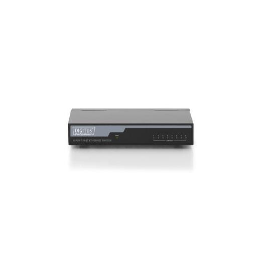 DN-60012 Digitus Unmanaged (Yönetilemeyen) 8 port 10/100Base-T Fast Ethernet Switch, Masaüstü Tip, Siyah Renk, Metal, Fansız Tasarım