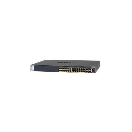 NG-GSM4328PB Stackable Managed Switch (M4300-28G-PoE+ 1000W PSU) 24 x 1G PoE+ (PoE Budget @ 110V AC in: 1 PSU or 2 in RPS mode: 630 Watts, 2 PSUs in EPS mode: 720 Watts) 2 x 10GBASE-T 2 x SFP+ (1,000W PSU)