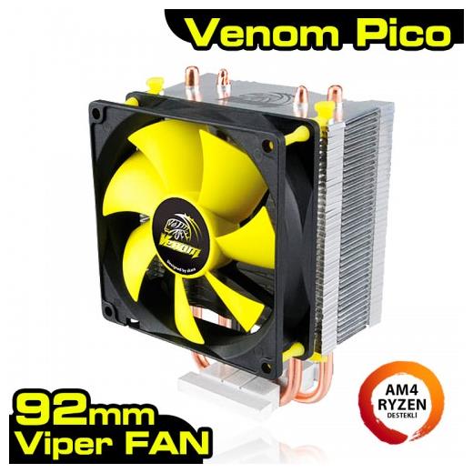 Akasa Venom Pico Intel AK-CC4009EP01  775/1155/1156/1150/1151 Am2/Am2+/Am3/Am3+/Am4 İşlemci Fanı 