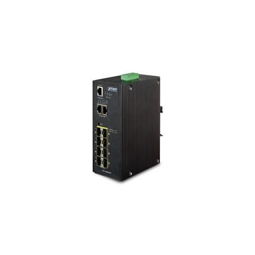 PL-IGS-10080MFT Endüstriyel Tip Yönetilebilir Switch (Industrial Managed Switch)<br>8 x 100/1000Base-SX/LX mini-GBIC yuva<br>2-Port 10/100/1000T<br>IP30, -40~75 Derece C