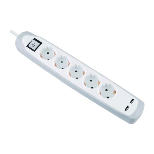 DAKSS0001 - Dexim Akım Koruyucu 5li Priz +2.1 A 2 li USB Giriş