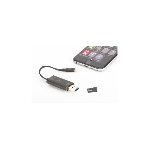 ED-31519 ednet Smart Memory, App ile birlikte, Iphone®, Ipad® için 256 GB Ek Depolama Alanı Sunar, MicroSD kart destekler, iOS 7.1 ve üstü işletim sistemi destekler, yassı kablo, siyah renk