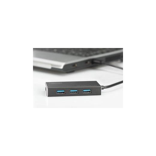 DA-70240-1 Digitus 4 Port USB 3.0 Hub, 5V/2A güç adaptörü dahil, alüminyum