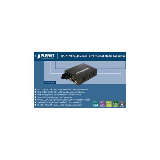 PL-ICS-105A RS-232/422/485 over Fast Ethernet Media Converter (SFP) – Vary on module