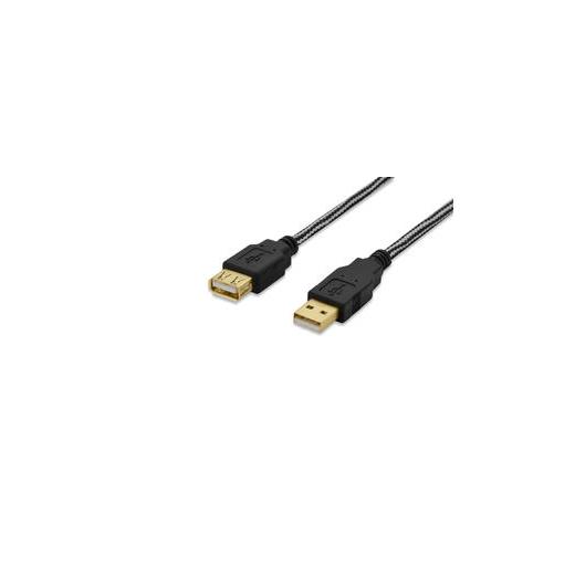 ED-84190 ednet USB 2.0 Uzatma Kablosu, USB A Erkek - USB A Dişi, 3 metre, AWG 28, USB 2.0 uyumlu, UL, altın kaplama, pamuk örgü kablo kılıfı, gümüş/siyah renk